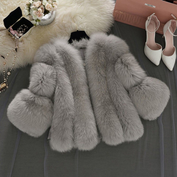 Plus Size Women Winter Faux Fox Coats Fluffy Zipper Waistcoat Warm Gilet Short Shaggy Fur Cardigan Outerwear Slim Jacket Coat