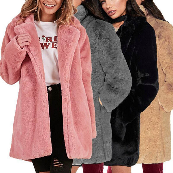 Winter Coats Women 2019 New Fashion Faux Fur Coat Women Casual Thick Warm Outerwear Fake Fur Jacket Chaquetas Mujer