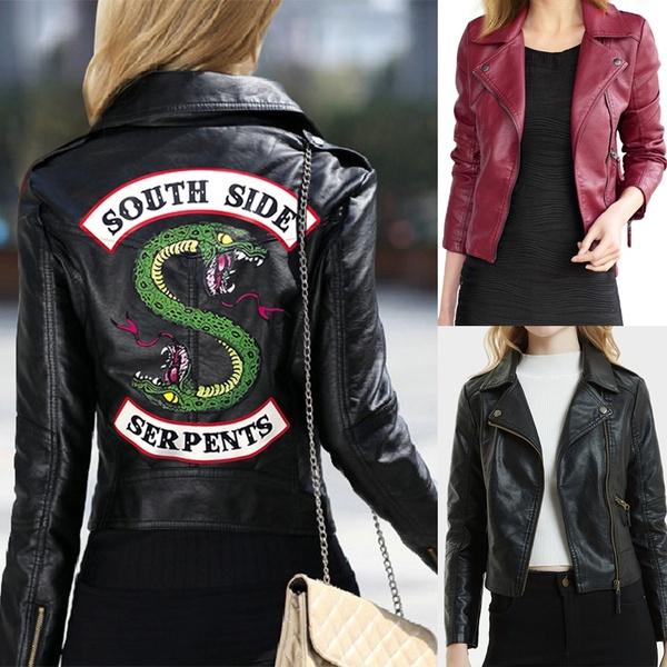 Hot 2019 New Spring Riverdale Southside Serpent Kpop Fans Zipper PU Jacket Women Coats Slim fit Jacket Outwear Clothes