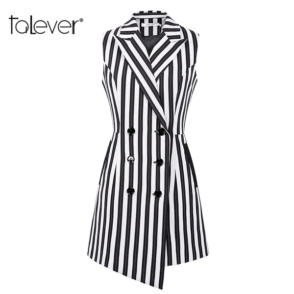 Women's Striped Long Vest Female Casual Double Breasted Gilet Vests with Pockets lady Autumn Coat Jacket Women Waistcoat Talever