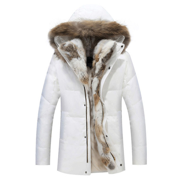 Woman winter Padded Warm Coat White Duck Down Jacket Long Female Real Fur Collar Hooded Overcoat Slim Solid Coat Parkas FP0106