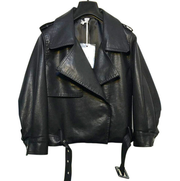 Female bracelet sleeve leather jacket,bomber jacket Women Faux Leather Coat Motorcycle PU Jacket Slim Short Outwear