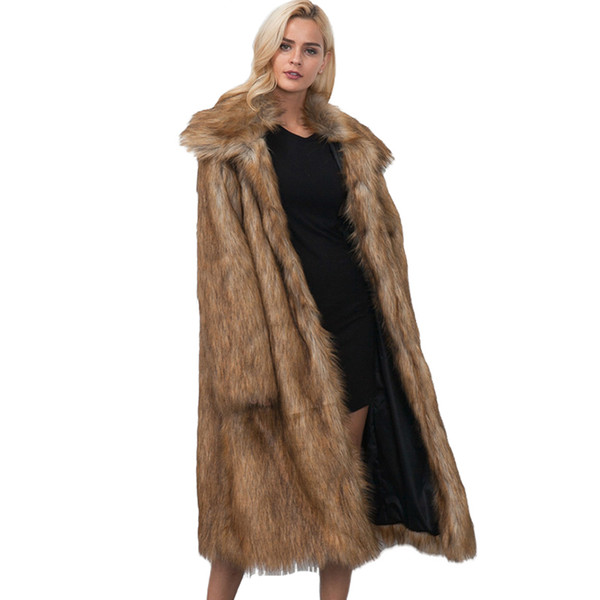 Autumn Winter Fur Coat Women Long Sleeve Jacket Coat Warm Loose Thick Lengthen Faux Fur Outerwear Plus Size 3XL N361