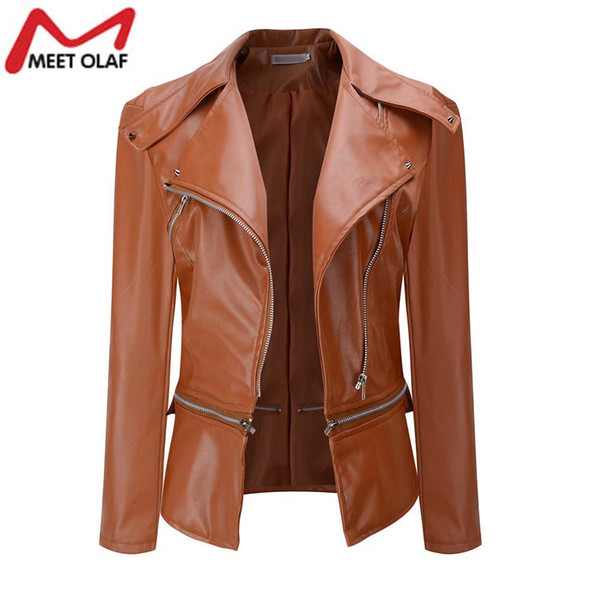 Leather Jacket Women Soft PU Faux Leather Bomber Jackets Motorcycle Biker Short Coats Jaqueta Feminina Plus Size 3XL YL377