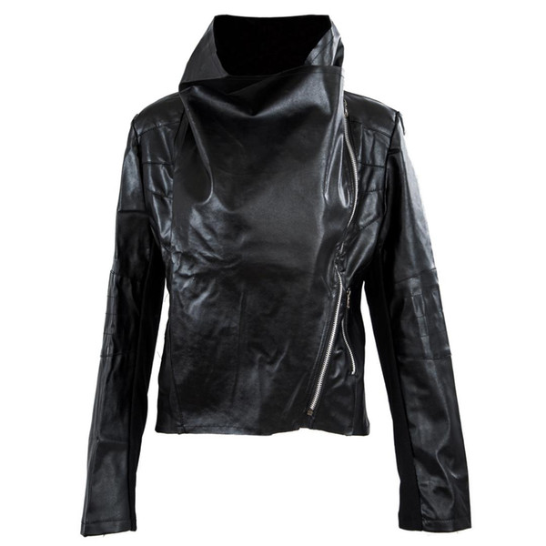 MOCH New Arrival Womens Slim Biker Motorcycle PU Soft Leather Zipper Jacket Coat Black Size S-XXL Most Fashion