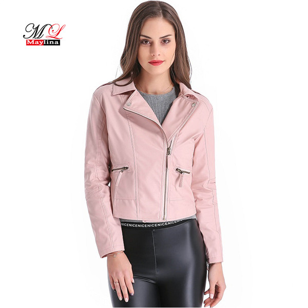 Maylina Plus Size 4XL Leather Jacket Women Short PU Faux Soft Basic Moto Jackets Female Biker Motor Casaco Feminino Coat Outwear