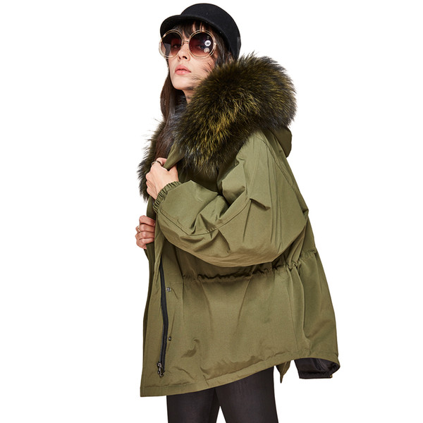 New Fashion winter Women's down jacket oversize Dovetail 90% white duck down coat large real raccoon fur Hooded Parka