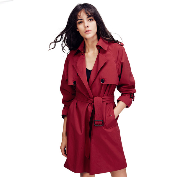 2018 Autumn Latest Fashion Women's Casual open stitch trench coat brief business Formal Outwear With Belt