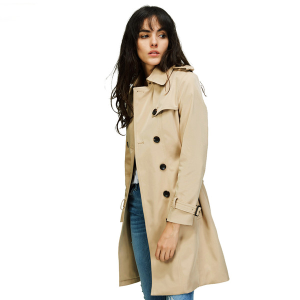 Autumn New Fashion Woman Classic Double Breasted Trench Coat Waterproof Raincoat Business Outerwear good quality