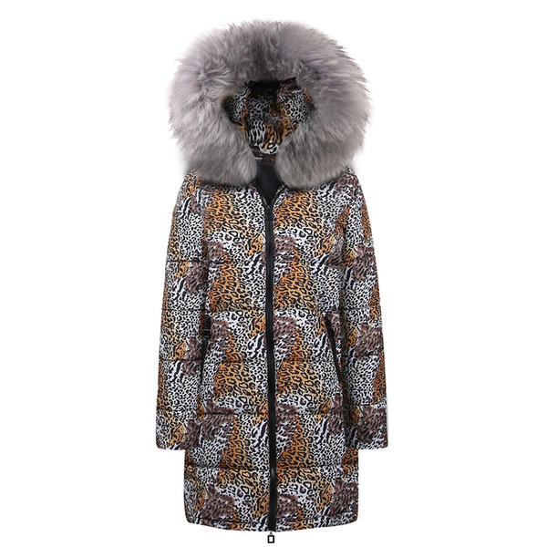 Womens Winter Long Down Cotton Leopard Print Parka Hooded Coat Jacket Outwear Comfortable Long sleeves loose tops New Arrival