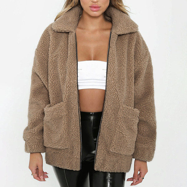 Hot Sale Lambwool Faux Fur Coat Women Autumn Winter Thick Warm Casual Elegant Fur Jackets Outwear Overcoat Plus Size 3XL 6Q2343