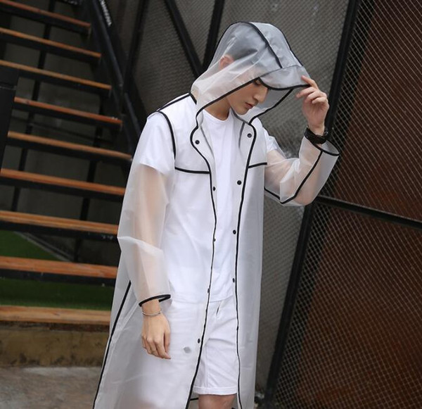 Transparent Raincoat Hooded Women Girl Rain Coat Long Jacket Waterproof Outdoor Poncho Travel Rainwear 3 color KKA6502