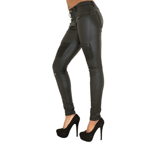 Spring Women Faux Leather Pants Ladies Zipper Capris Pants Women High Waist Skinny Pencil Girls Pantalon Female Trousers