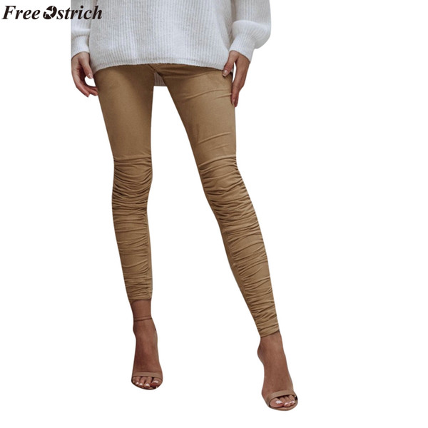 FREE OSTRICH High Waist Pants Hips Push Up Leggings Solid Sports Exercise Fitness Jogging Trousers Gym Slim Running Fitness