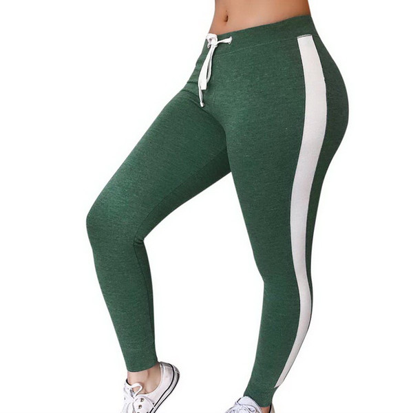 Laamei Women Trousers Fitness Push Up Jogging Sport New Pants High Waist Elastic Fit Side Striped Skinny Gym Running Tights 2019