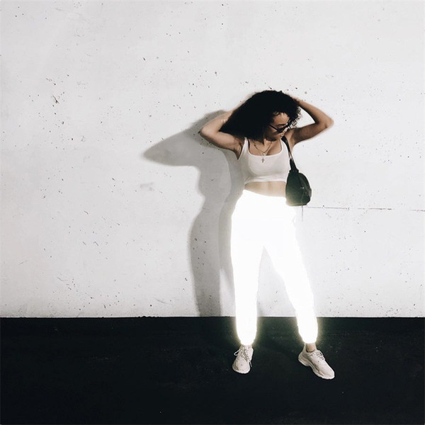 New Fashion Women Light Glow Shine Pants Street Style Long Pant Fashion Casual Solid Party Club Night Loose Relaxed Pant Hip Hop