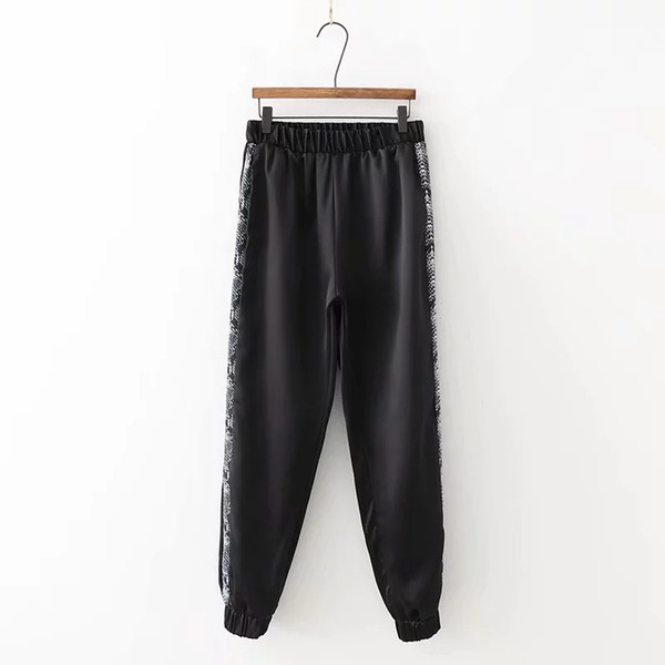 fashion women leopard print patchwork pencil pants casual lady loose pants streetwear retro comfortable trousers P670
