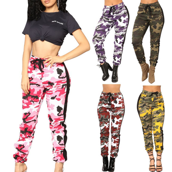 Fashion Women Pants Camouflage Designer Printed Long Trousers Skinny Street Tight-fitting Casual Drawstring Womens Capris Wear Clothing