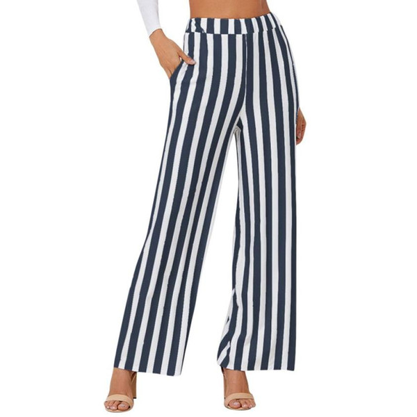 harem Waist Summer fashion Denim 2018 Women Casual New Fashion Stripe Print Wide Leg Pants attractive