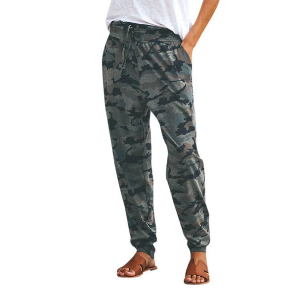 Fashion Lady Trouser Ankle-Length Sweatpants Women High Waist Camouflage Pants