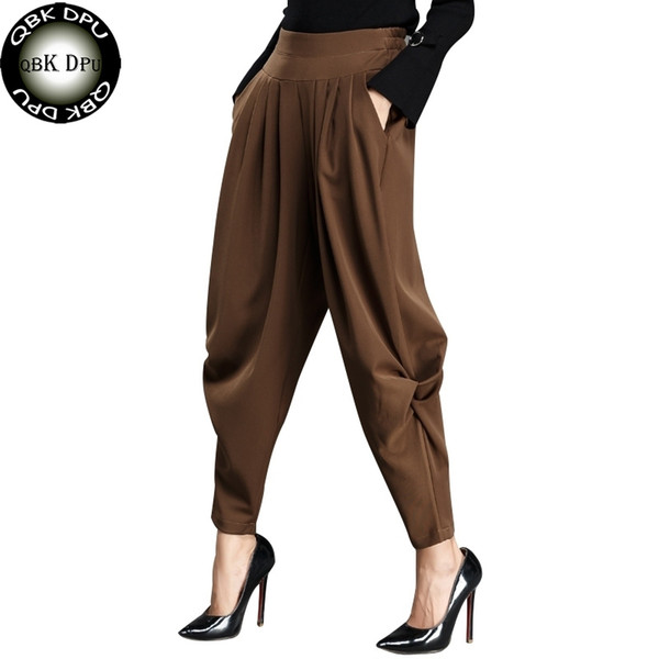 Women's fashion street wear Plus size Harem Pants 2018 NEW Casual elastic waist loose pencil pants Elegant slim waist trousers