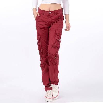 2016 New Women's cotton Cargo Pants Leisure Trousers more Pocket pants free shipping