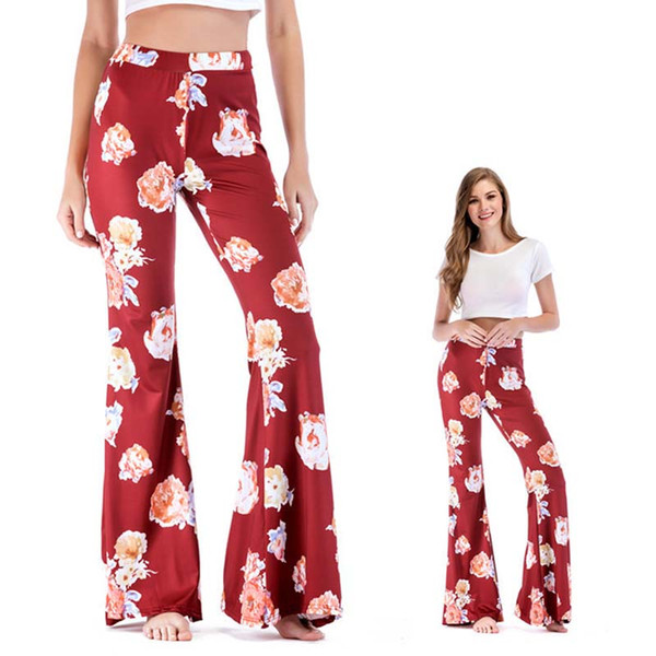 Women Floral Lounge Trousers Bottoms High Waist Wide Leg Pants Sleepwear Gym Leggings Loose Floral Soft cotton&polyester Size S-XL