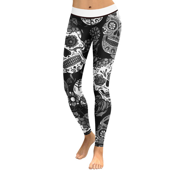 Tights Sportswear Gym Leggins Skull Printed Legging Women Fitness Wear For Yoga Pants