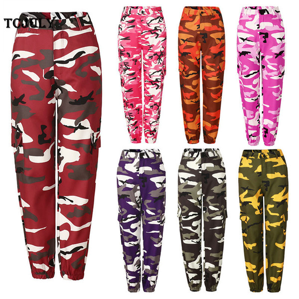 TCJULY New Arrival Fashion Colorful Printting Camouflage Pants Loose Casual Trousers Women Plus Size Army Cargo Camo Combat Pant