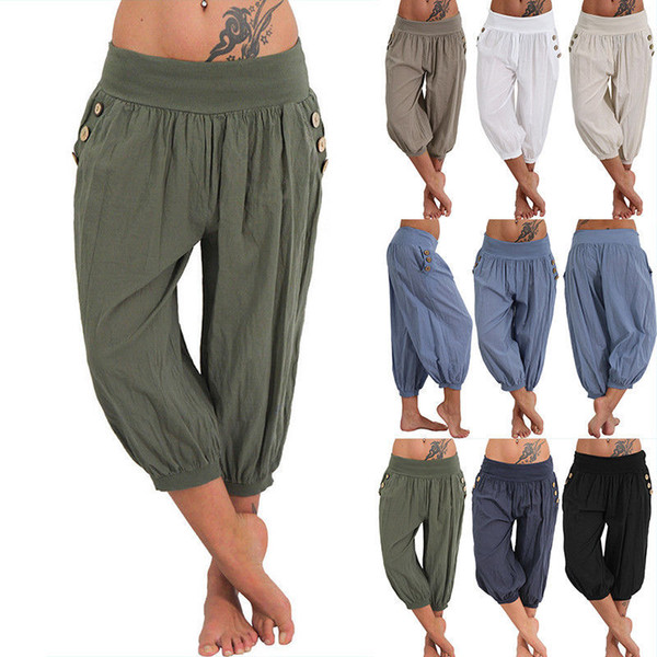 Plus size Womens Palazzo Harem Cotton Loose Pants leggings Baggy Aladdin Boho Hippy Trousers