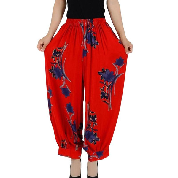 Plus Size Casual Loose Vintage Cotton Linen Harem Pants Trousers Women Elastic High Waist Wide Leg Pants Women trousers LQ0026