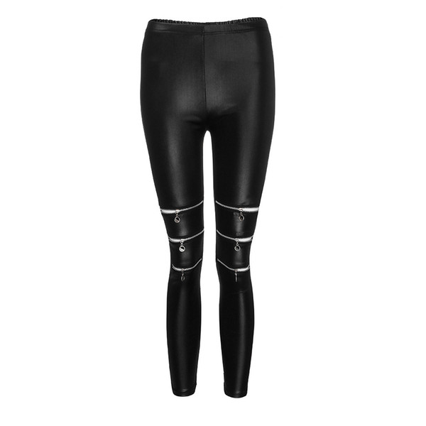 SAGACE Women Fashion pants women Black High Elasticity Zippers Leggings Gym Active Leather Pants Slim fit for 2019