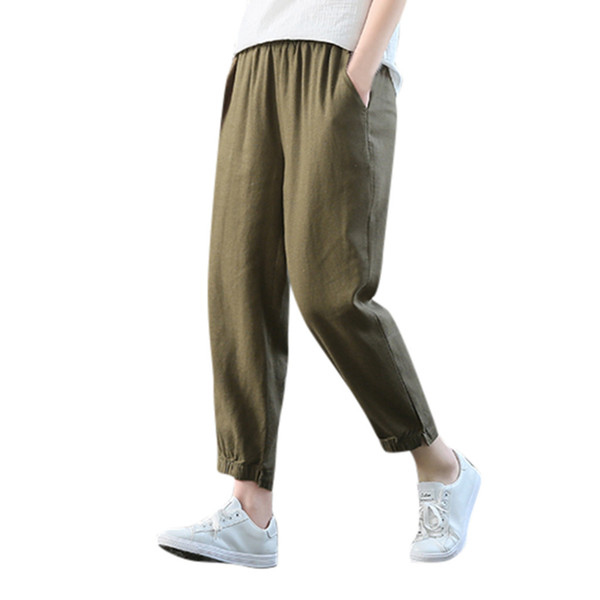 feitong cotton linen harem pants womens loose pants women summer high waisted dress for women pantalones de mujer #3.5+1