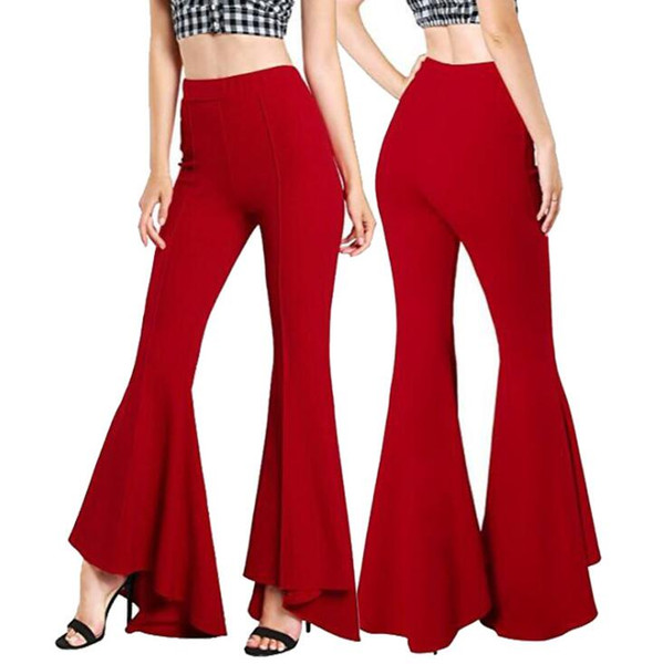 Women Fashion Trousers Women High Waist Trousers Bell Bottom Pants Flare Pants Wide Leg Pants Big Plus