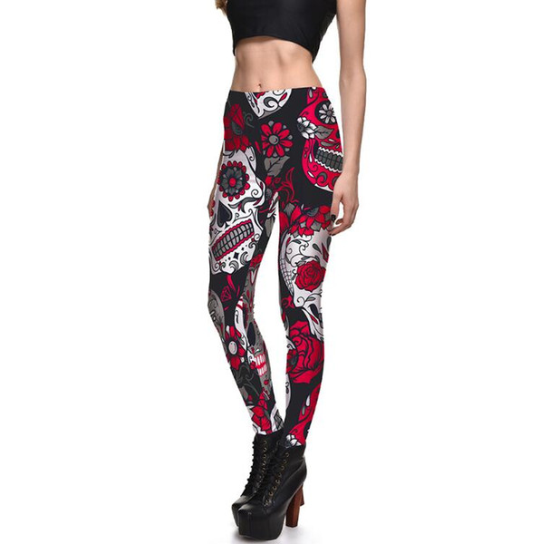 New Pants women Skull Print Leggings fashion fitness casual pants tight sport yoga leggings Pencil Pants