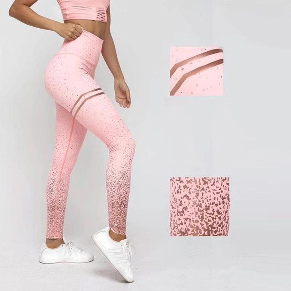 2019 new hot style amazon gold print yoga pants high-waist stretch fitness buttocks slimming leggings women