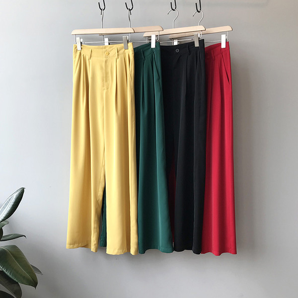 Thin style wide-leg pants restore ancient ways show thin and casual high waist pants loose straight tube