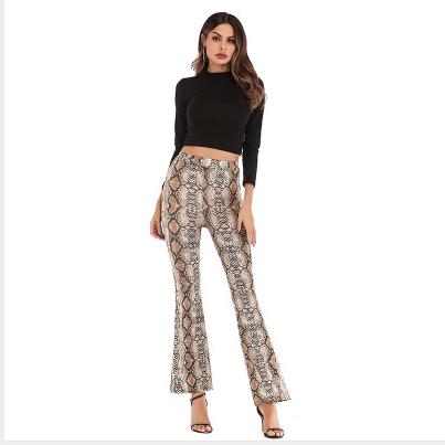 New Designer Womens Pants Spring Slim Leopard Flared Pants Women High Waist Wide Leg Trousers 4 Colors Asian Size S-2XL PH-YF61 1