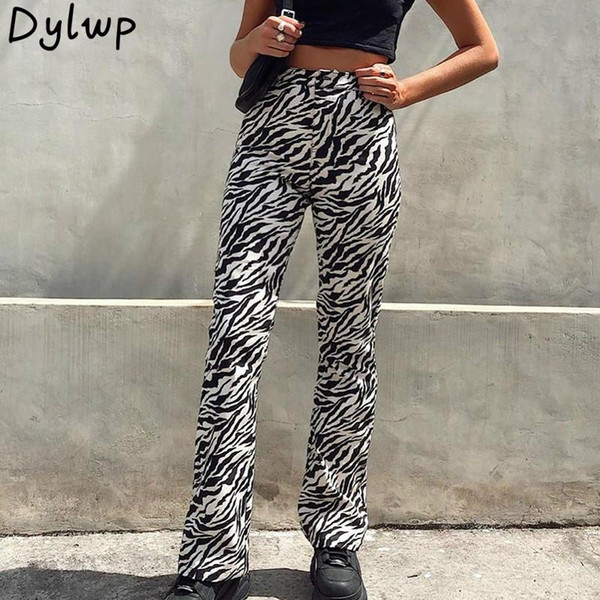 Women Zebra Print Pants Casual Streetwear Loose Trouser 2020 Spring Fashion Ladies High Waist Pants Plus Size Womens Clothes