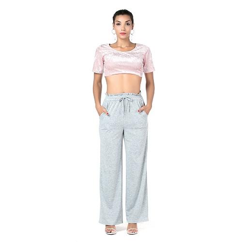 Beauty Garden Women Grey Elasticated Waist With Ruffle Sports Pants Fashion Casual Comfortable pants