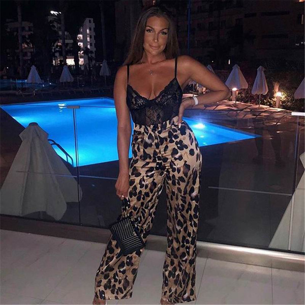 Fashion Women Hippie High Waist Wide Leg Long Flared Bell Bottom Pants 2019 New Leopard Trousers S/M/L