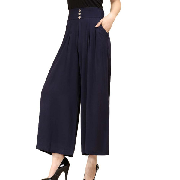 New Women Solid Color Fashion Pants Casual Loose High Waist Wide Leg Ties Design Long Trousers Yoga Pants