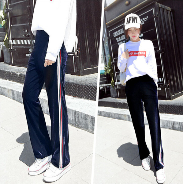 Women's Casual Pleuche Loose Wide Leg Pants Winter Smooth Comfortable Athletic Yoga Running Leisure Pants Fashion Female Designer Clothes