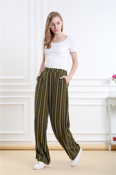 Vero Viva Women's Striped Casual Trousers High Waist Palazzo Boho Wide Leg Pants