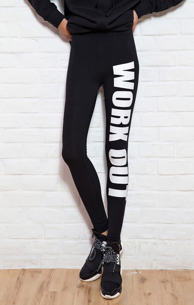 Women's Sexy Leggings Letter Printed Sport Girl Skinny Stretchy Pants Tight Fitting Elastic Slim Fitness Pencil Trousers