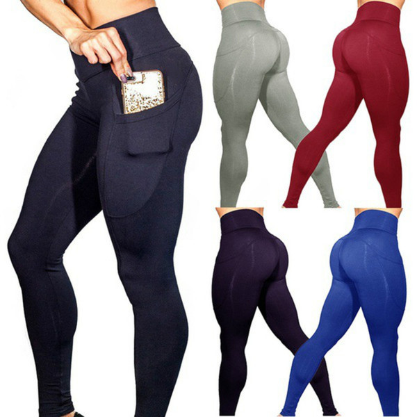 Women Sport Leggings Yoga Pants With Pockets Jogging Workout Running Leggings Stretch High Elastic Gym Tights Women Legging