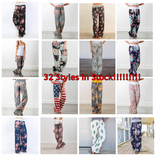 Women Floral Yoga Palazzo Trousers 27 Styles Summer Wide Leg Pants Loose Sport Harem Pants Loose Boho Long Pants OOA5197