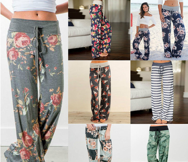 Loose Trousers Camouflage Flower Casual Trousers Waist Drawstring Pants Fashion Casual Wear Women Clothes Drop Ship 220081