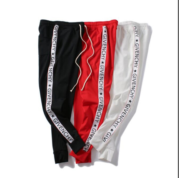 2018 European and American Tide brand sports trousers, black, red, White, three colors, M--XXL