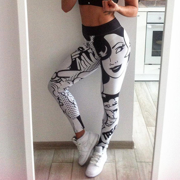 Europe and the United States fitness leggings tights, yoga pants, printed, knitted fabrics, wear your body